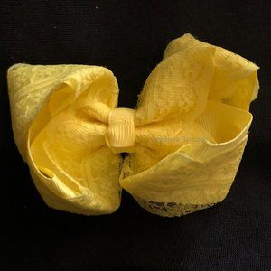 Yellow with Lace 4" Boutique Bow (2) 4B2273 Handmade NWT Boutique